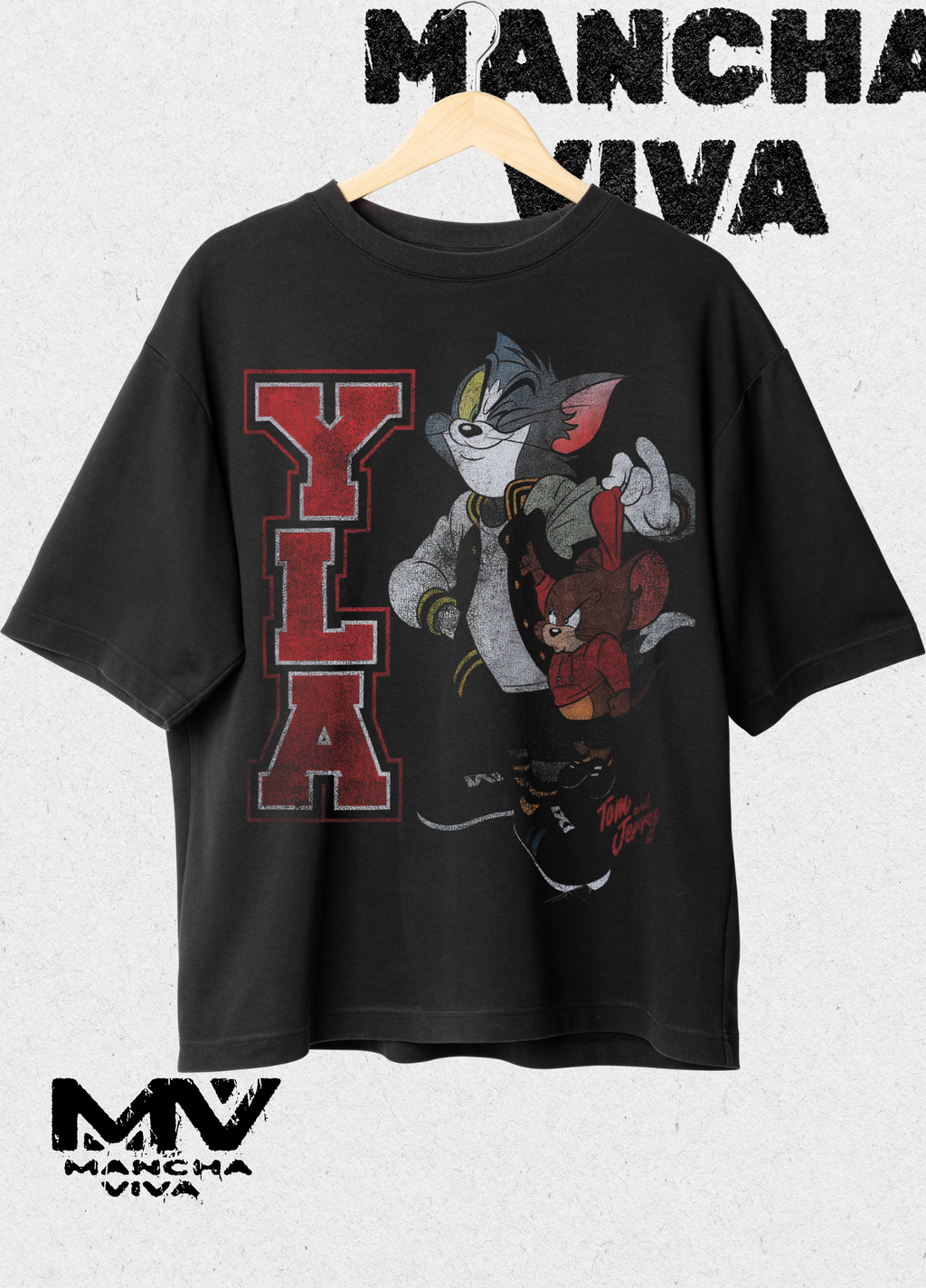 Camiseta Oversize de Tom y Jerry