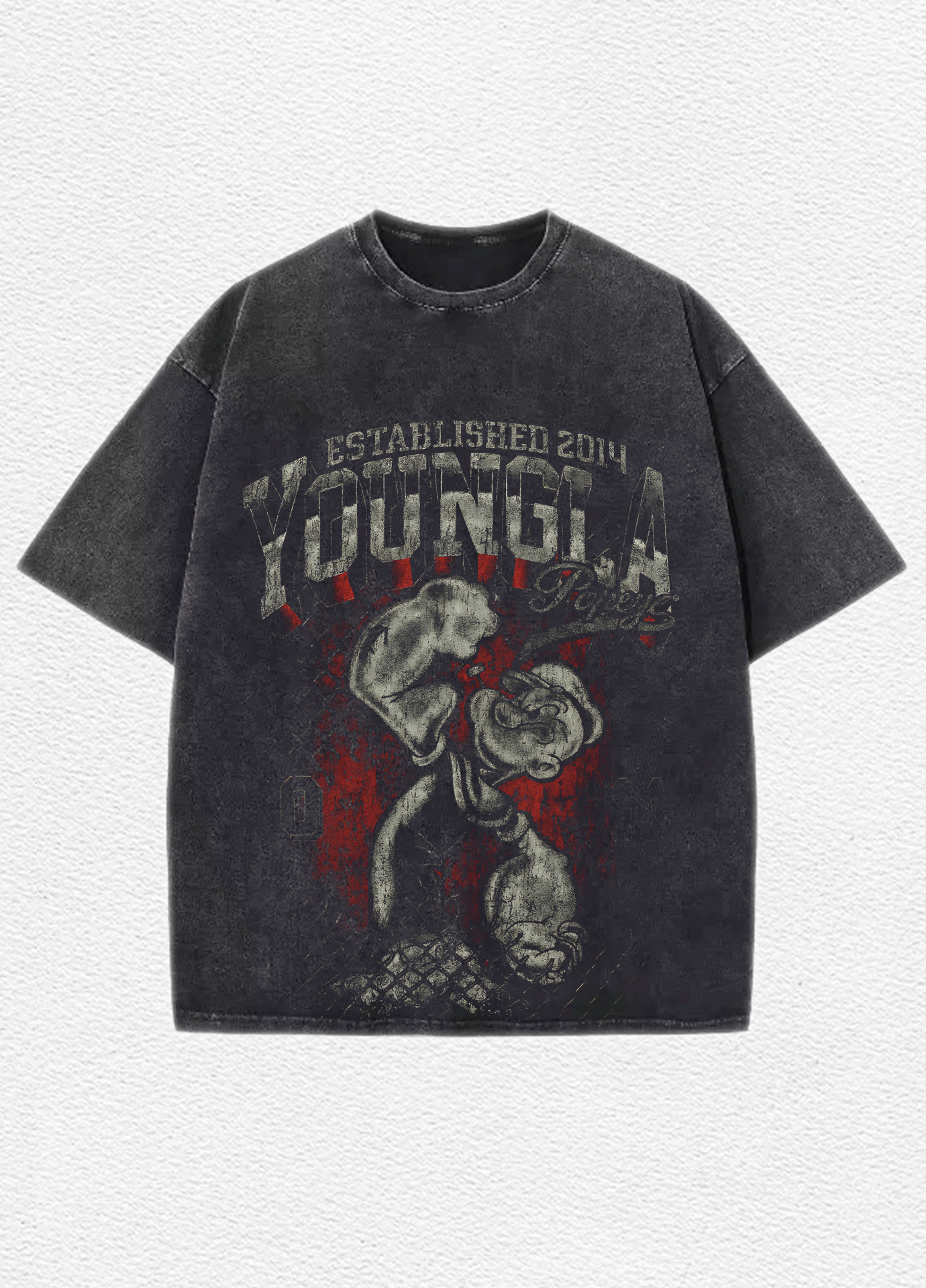 Playera Oversize Acid Wash De Popeye